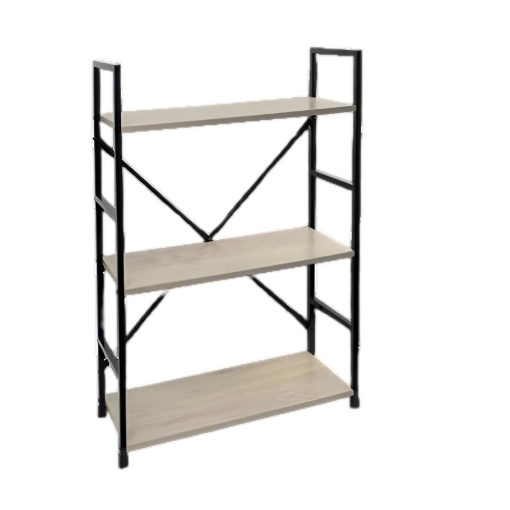 LIBRERIA STILE INDUSTRIAL A 3 RIPIANI IN LEGNO E METALLO DIMENSIONI  59X24X80CM - COLORE ROVERE