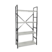 LIBRERIA STILE INDUSTRIAL A 4 RIPIANI IN LEGNO E METALLO DIMENSIONI 59X24X112CM - COLORE BIANCO LEGNO