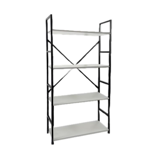 LIBRERIA STILE INDUSTRIAL A 4 RIPIANI IN LEGNO E METALLO DIMENSIONI 59X24X112CM - COLORE BIANCO LEGNO
