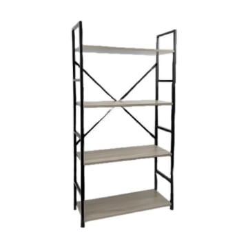 LIBRERIA STILE INDUSTRIAL A 4 RIPIANI IN LEGNO E METALLO DIMENSIONI 59X24X112CM - COLORE ROVERE