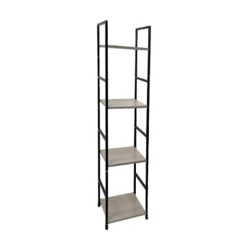 LIBRERIA STILE INDUSTRIAL A 4 RIPIANI IN LEGNO E METALLO DIMENSIONI 29X24X112CM - COLORE ROVERE