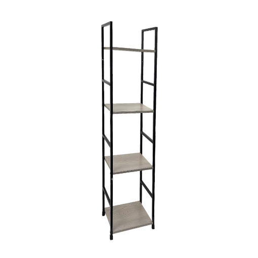 LIBRERIA STILE INDUSTRIAL A 4 RIPIANI IN LEGNO E METALLO DIMENSIONI 29X24X112CM - COLORE ROVERE
