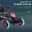 GO KART A PEDALI PER BAMBINI 5-12 ANNI CON SEDILE REGOLABILE, IN METALLO E PP 121X58X61 CM, ROSA E NERO