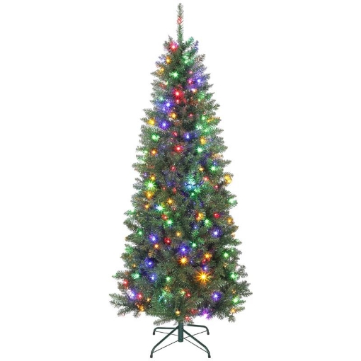ALBERO DI NATALE 180 CM ILLUMINATO CON 250 LUCI BIANCHE E COLORATE, 899 RAMI E 9 MODALITÓ DI ILLUMINAZIONE