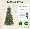 ALBERO DI NATALE 180 CM ILLUMINATO CON 250 LUCI BIANCHE E COLORATE, 899 RAMI E 9 MODALITÓ DI ILLUMINAZIONE