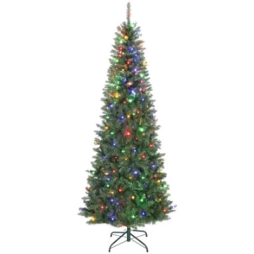 ALBERO DI NATALE 210 CM ILLUMINATO CON 350 LUCI BIANCHE E COLORATE, 9 MODALITÓ DI ILLUMINAZIONE