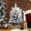ALBERO DI NATALE PICCOLO ALTO 60 CM CON 72 RAMI INNEVATI, PIGNE E BACCHE ROSSE, VERDE