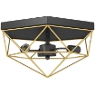 LAMPADA DA SOFFITTO STILE INDUSTRIALE GEOMETRICA CON 3 ATTACCHI E27 PER LAMPADINE LED, NERO E ORO