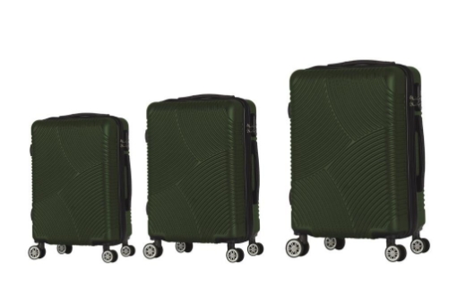 COVERI SET 3 TROLLEY RIGIDI DA VIAGGIO 4 RUOTE REMOVIBILI ORTEGA VERDE SCURO 56/66/76H CM 