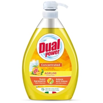 DUAL POWER PIATTI CONCENTRATO GEL AGRUMI SUPER SGRASSANTE + AZIONE ANTIODORE 1LT 