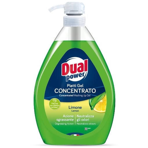 DUAL POWER PIATTI CONCENTRATO GEL LIMONE VERDE SGRASSANTE + NEUTRALIZZA ODORI 1LT 