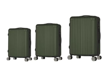 COVERI SET 3 TROLLEY RIGIDI DA VIAGGIO 4 RUOTE REMOVIBILI RAITO VERDE SCURO 56/66/76H CM 