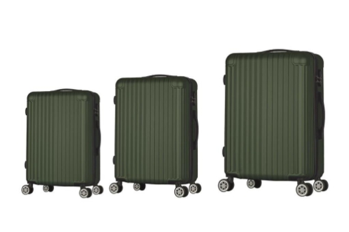 COVERI SET 3 TROLLEY RIGIDI DA VIAGGIO 4 RUOTE REMOVIBILI RAITO VERDE SCURO 56/66/76H CM 