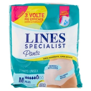 LINES SPECIALIST PANTS UNISEX "M PLUS" SUPER ASSORBENTE, SUPER ASCIUTTO FINO A 3 VOLTE PIÙ EFFICACE 7PZ