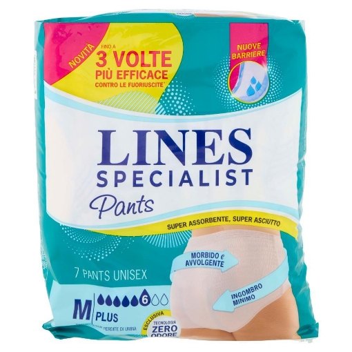 LINES SPECIALIST PANTS UNISEX "M PLUS" SUPER ASSORBENTE, SUPER ASCIUTTO FINO A 3 VOLTE PIÙ EFFICACE 7PZ