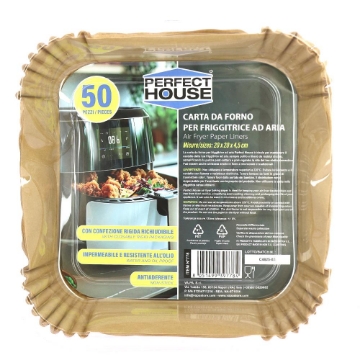 PERFECT HOUSE CARTA PER FRIGGITRICE AD ARIA CONFEZIONE RICHIUDIBILE RIGIDA QUADRATO 20X20X4,5 CM
