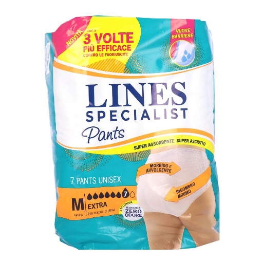 LINES SPECIALIST PANTS UNISEX "M EXTRA" SUPER ASSORBENTE, SUPER ASCIUTTO FINO A 3 VOLTE PIÙ EFFICACE 7PZ