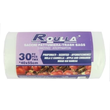 ROULLA SACCHI PATTUMIERA PROFUMATI MELA/CANNELLA CON MANIGLIA SHOPPER 30PZ 40X55 CM