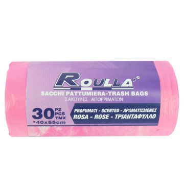 ROULLA SACCHI PATTUMIERA PROFUMATI ROSA CON MANIGLIA SHOPPER 30PZ 40X55 CM