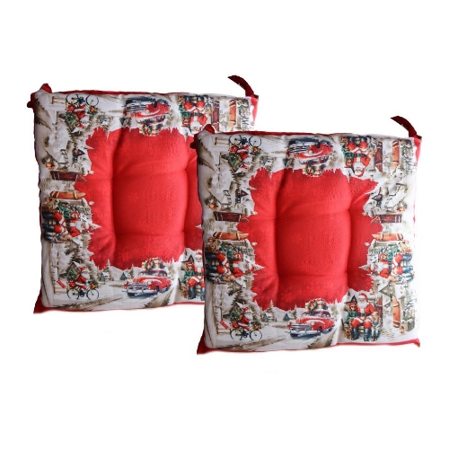 SET 2 CUSCINI NATALIZI DA SEDUTA DIMENSIONI 40X40 - COLORE ROSSO
