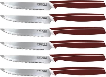 PEDRINI MASTER COLTELLI DA BISTECCA, COLORE MARRONE, LAMA ACCIO INOX 6 PZ