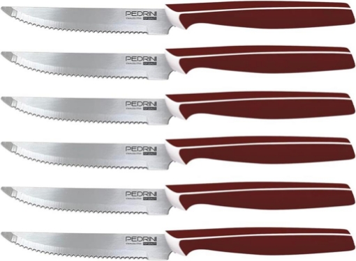 Pedrini Coltelli Da Tavola Serie Active – 6 Pezzi, Lama In Acciaio Inox 10,5 Cm, Manico Ergonomico Colorato - 2