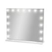SPECCHIO RETTANGOLARE HOLLYWOOD DA TAVOLO E PARETE CON 15 LED CON 3 LUCI REGOLABILI, ACCENSIONE TOUCH CON SPINA PRESA USB DIMENSIONE 60X50 CM