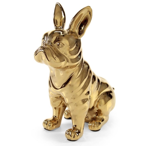 STATUA DECORATIVA BULLDOG FRANCESE IN COLORE ORO 24X12X30 CM