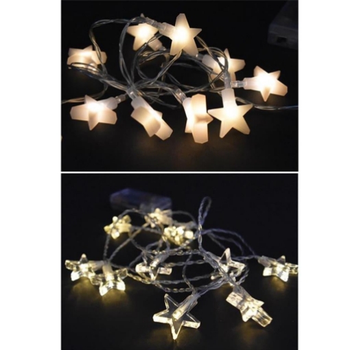 HIGH TECH FILO CON STELLE 10 METRI LED COLORE BIANCO CALDO A BATTERIA  