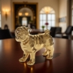 STATUA DECORATIVA IN CERAMICA CANE IN COLORE ORO LUCIDO 27X12X24 CM