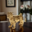 STATUA DECORATIVA IN CERAMICA CANE IN COLORE ORO LUCIDO 27X12X24 CM