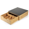 CASSETTO MULTIUSO IN BAMBOO CON DIVISORI INTERNI PIANO IN VETRO ANTRACITE 32X30X10HCM