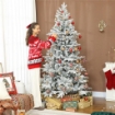 ALBERO DI NATALE INNEVATO ALTO 210 CM CON RAMI REALISTICI E BASE IN METALLO PIEGHEVOLE