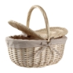 CESTINO DA PICNIC OVALE IN VIMINI CON FEDERA INTERNA IN TESSUTO E MANICO DIMENSIONE 36X25X16/32H CM