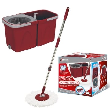 MAURY'S SPLIT MOP CON DOPPIO SECCHIO STRIZZA E SCIACQUA IN COLORE ASSORTITO ARTICOLO USATO 