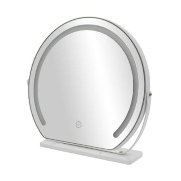 SPECCHIO TONDO TOUCH DA TAVOLO CON ILLUMINAZIONE LED 3 LUCI REGOLABILI, CON CAVO USB DIMENSIONE 45X8X42 CM