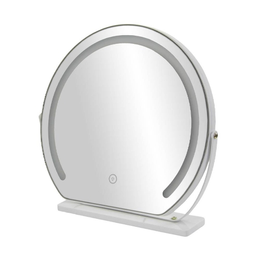 SPECCHIO TONDO TOUCH DA TAVOLO CON ILLUMINAZIONE LED 3 LUCI REGOLABILI, CON CAVO USB DIMENSIONE 45X8X42 CM