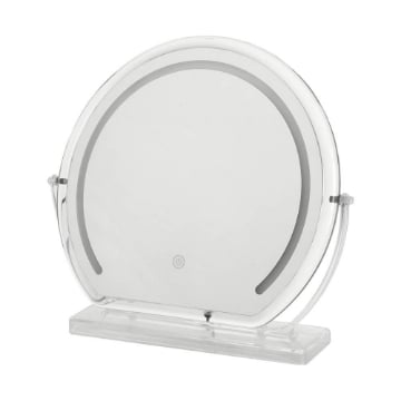 SPECCHIO TONDO TOUCH DA TAVOLO CON ILLUMINAZIONE LED 3LUCI REGOLABILI, CON CAVO USB DIMENSIONE 46X10X42 CM
