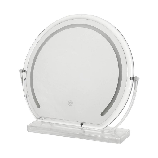 SPECCHIO TONDO TOUCH DA TAVOLO CON ILLUMINAZIONE LED 3LUCI REGOLABILI, CON CAVO USB DIMENSIONE 46X10X42 CM