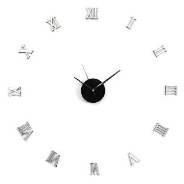 OROLOGIO ADESIVO DA PARETE NUMERI ROMANI SILENZIOSO EFFETTO SPECCHIO 50CM