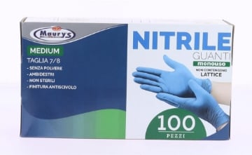 GUANTI IN NITRILE IDEALI PER CONTATTO CON ALIMENTI IN CONFEZIONE DA 100 PZ TG M 