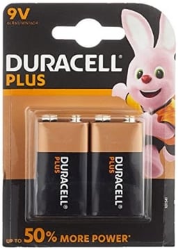 SET 2 CONFEZIONI DURACELL SIMPLY BATTERIA PLUS DA 9 VOLT 1 PEZZO