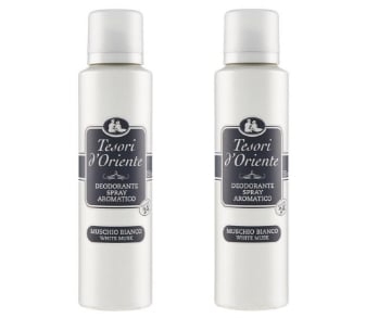 SET 2 CONFEZIONI TESORI D'ORIENTE DEODORANTE SPRAY MUSCHIO BIANCO DA 150 ML 
