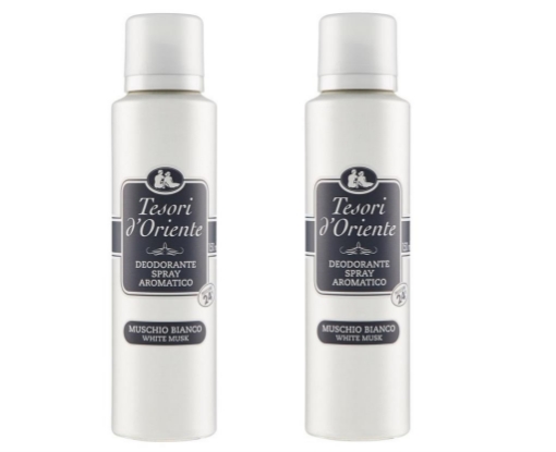 SET 2 CONFEZIONI TESORI D'ORIENTE DEODORANTE SPRAY MUSCHIO BIANCO DA 150 ML 