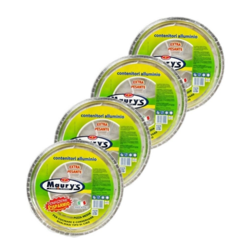 MAURY'S SET 4  CONTENITORI ROTONDI PER PIZZA  IN ALLUMINIO EXTRA PESANTE