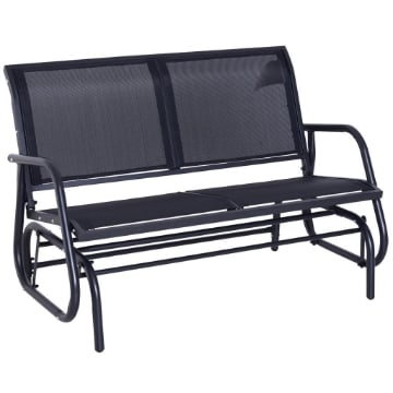 PANCHINA A DONDOLO BIPOSTO IN METALLO 123 X 70 X 87 CM NERA