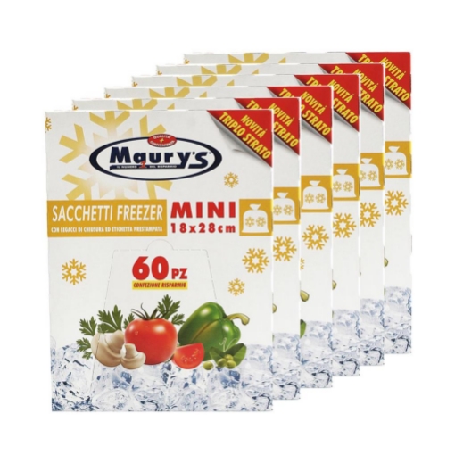 MAURY'S SET 6 SACCHETTI GELO FRIGO FREEZER 18X28CM 60 PZ TRIPLO STRATO ISOLANTE