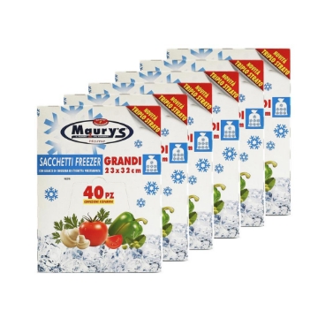 MAURY'S SET 6 SACCHETTI GELO FRIGO FREEZER 23 X32CM 40 PZ TRIPLO STRATO ISOLANTE