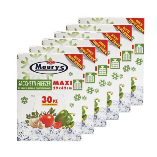 MAURY'S SET 6 SACCHETTI GELO FRIGO FREEZER 29X42CM 30 PZ TRIPLO STRATO ISOLANTE