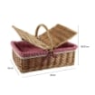 CESTINO DA PICNIC RETTANGOLARE IN VIMINI CON FODERA INTERNA IN TESSUTO ROSSO E BIANCO DIMENSIONI 49X34X18/32H CM